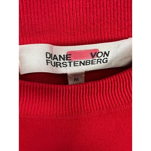 Diane Von Furstenberg Womens Red Long Sleeve Ruffle Cuff Sweater Size M - Picture 3 of 3